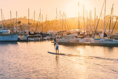 boats docked along the shore in santa barbara